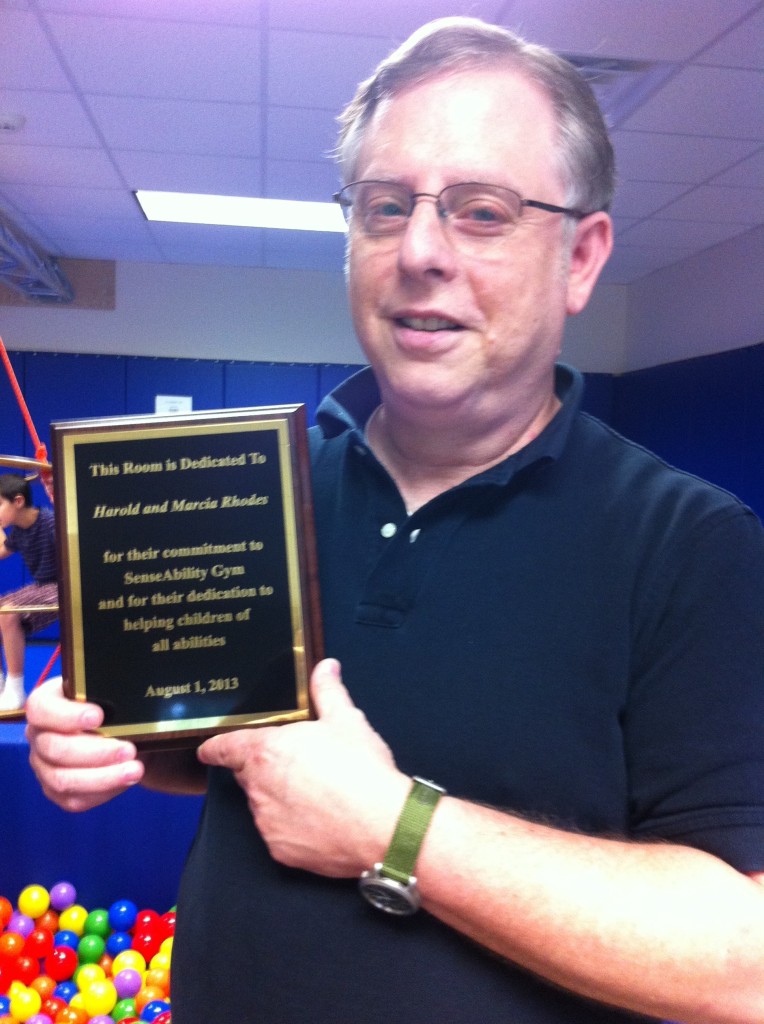 "This Room is Dedicated to Harold and Marcia Rhodes for their commitment to SenseAbility Gym and for their dedication to helping children of all abilities" August 1, 2013